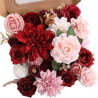 Red&Pink Artificial Flowers Combo Box Set for Wedding Bouquets Home Decor in Red&pink