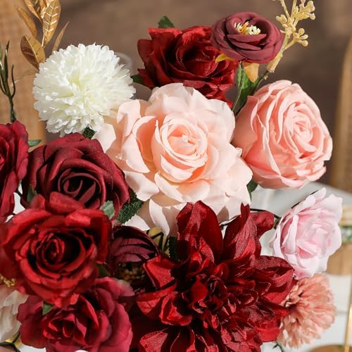 Red&Pink Artificial Flowers Combo Box Set for Wedding Bouquets Home Decor in Red&pink, alternate view 3