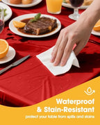 Red Plastic Table Cloth Disposable, 4 Pack, 54 x 108 in, alternate view 2