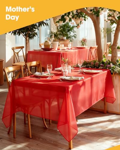 Red Plastic Table Cloth Disposable, 4 Pack, 54 x 108 in, alternate view 7