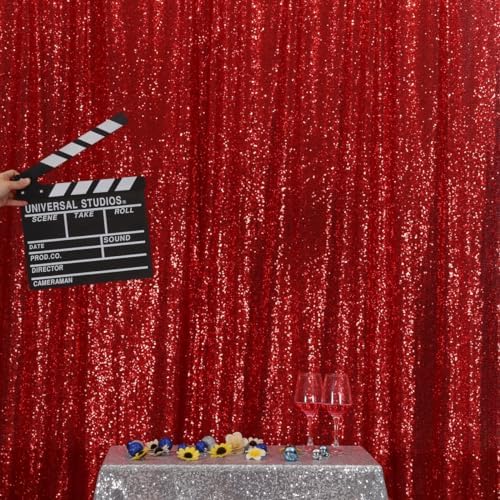 Red Sequin Backdrop,5FT x 7FT Glitter Photography Background for Party Decoration in 5x7 ft in Red, alternate view 4