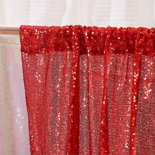 Red Sequin Backdrop,5FT x 7FT Glitter Photography Background for Party Decoration in 5x7 ft in Red, alternate view 5