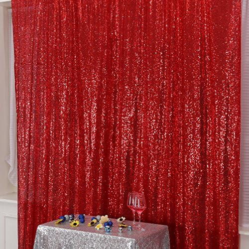 Red Sequin Backdrop,7FT x 7FT Sequin Photography Backdrop Curtain for Party Decoration in 7x7 ft in Red, alternate view 3