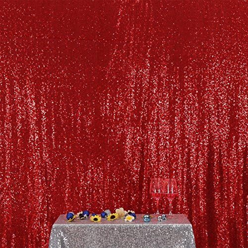 Red Sequin Backdrop,7FT x 7FT Sequin Photography Backdrop Curtain for Party Decoration in 7x7 ft in Red, alternate view 4