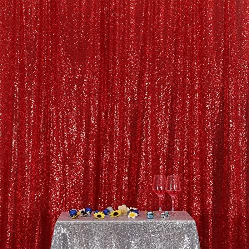 Red Sequin Backdrop,8FT x 10FT Sequin Photography Backdrop Curtain for Valentines Day Party Decoration in 8 x, alternate view