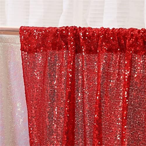 Red Sequin Backdrop,8FT x 10FT Sequin Photography Backdrop Curtain for Valentines Day Party Decoration in 8 x, alternate view