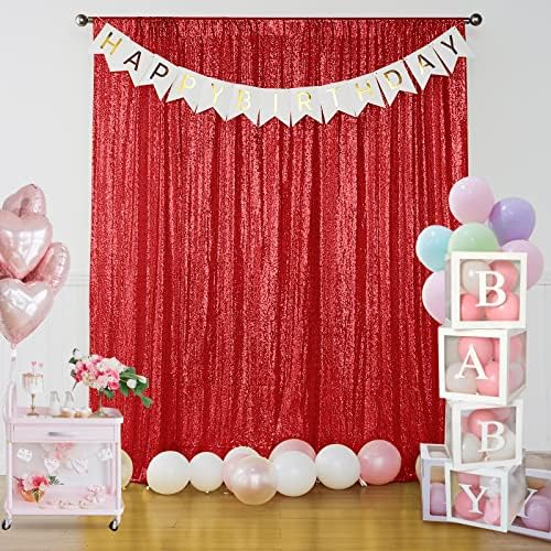 Red Sequin Backdrop Curtain 10FTx10FT Glitter Red Background Drapes Sparkle Photography Backdrop for Party, alternate view 2