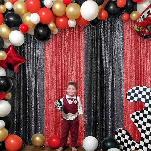 Red Sequin Backdrop Curtain 10FTx10FT Glitter Red Background Drapes Sparkle Photography Backdrop for Party, alternate view 3