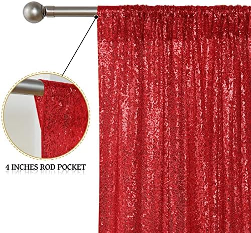 Red Sequin Backdrop Curtain 10FTx10FT Glitter Red Background Drapes Sparkle Photography Backdrop for Party, alternate view 5
