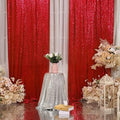 Red Sequin Backdrop Curtain, 2 Panels 2Ft x 8Ft Glitter Photography Back Drop for Wedding Birthday Christmas