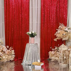 Red Sequin Backdrop Curtain, 2 Panels 2Ft x 8Ft Glitter Photography Back Drop for Wedding Birthday Christmas
