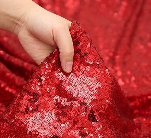 Red Sequin Backdrop Curtain, 2 Panels 2Ft x 8Ft Glitter Photography Back Drop for Wedding Birthday Christmas, alternate view