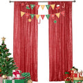 Red Sequin Backdrop Curtain 2 Panels 2FTx8FT Glitter Red Background Drapes Sparkle Photography Backdrop for