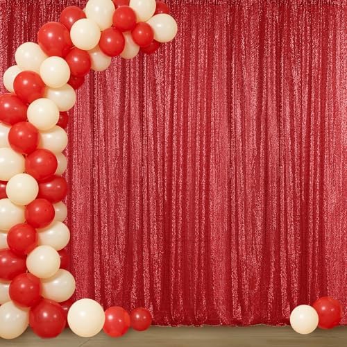 Red Sequin Backdrop Curtain 4FTx8FT Glitter Red Background Drapes Sparkle Photography Backdrop for Party Wedding