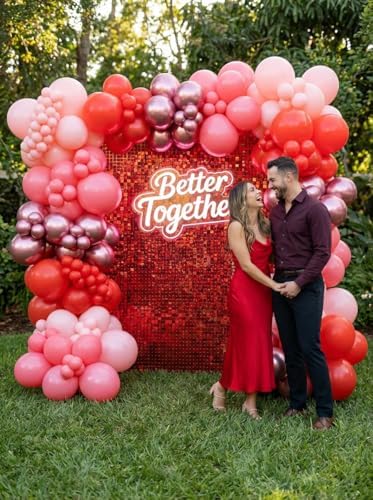 Red Shimmer Wall Backdrop, 24 Panels, 6x4 Ft Photo Backdrop in 6x4 Ft, alternate view 2