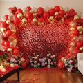 Red Shimmer Wall Backdrop 48 Panels Cover 6 x 8 Ft, Photo Backdrops for Wedding, Anniversary, Birthday, Party