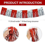 Red Silver Fringe Garland Banner 30ft Wall Tinsel Foil Streamers in Red Silver, alternate view 2