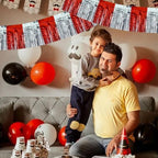 Red Silver Fringe Garland Banner 30ft Wall Tinsel Foil Streamers in Red Silver, alternate view 5