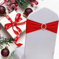 Red Spandex Chair Sashes 100 Pack, Chair Bands for Wedding Christmas Decor