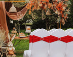 Red Spandex Chair Sashes 100 Pack, Chair Bands for Wedding Christmas Decor, alternate view 4