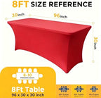 Red Spandex Tablecloth 10 Pack, 8FT Fitted Stretch Table Cloth with Reinforced Foot Pockets for 96 x 30 x 30, alternate view