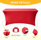 Red Spandex Tablecloth 6 Pack, 8FT Fitted Stretch Table Cloth with Reinforced Foot Pockets for 96 x 30 x 30 Inch, alternate