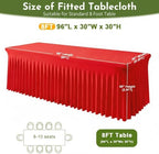 Red Spandex Tablecloth for 8FT Rectangle Tables, Table Skirt, alternate view 3