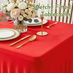 Red Spandex Tablecloth for 8FT Rectangle Tables, Table Skirt, alternate view 5