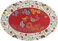 Red Spring Bird Ceramic 16 inch Oval Platter, Microwave & Dishwasher Safe in Large (16 inch) in Red Spring Bird
