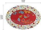 Red Spring Bird Ceramic 16 inch Oval Platter, Microwave & Dishwasher Safe in Large (16 inch) in Red Spring Bird, alternate