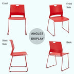Red Stackable Chairs Set of 8 for Break Conference Room Church Banquet in Red, alternate view 7