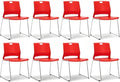 Red Stacking Chairs Set of 8, Hard Plastic Stackable Chair Armless
