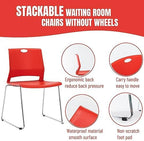Red Stacking Chairs Set of 8, Hard Plastic Stackable Chair Armless, alternate view 4