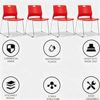 Red Stacking Chairs Set of 8, Hard Plastic Stackable Chair Armless, alternate view 6