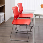 Red Stacking Chairs Set of 8, Hard Plastic Stackable Chair Armless, alternate view 7