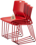 Red Stacking Conference Guest Chairs Set of 4, stackable Waiting Breakroom