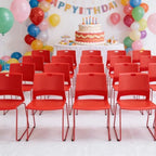 Red Stacking Conference Guest Chairs Set of 4, stackable Waiting Breakroom, alternate view 5