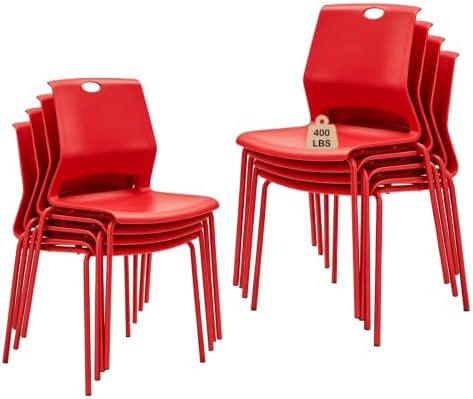 Red Stacking Conference Guest Chairs Set of 8, stackable Waiting Breakroom