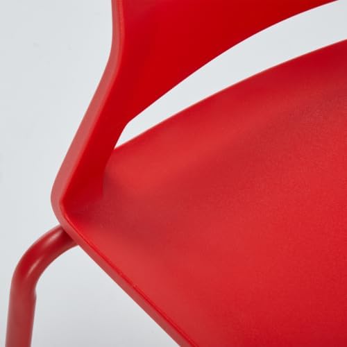 Red Stacking Conference Guest Chairs Set of 8, stackable Waiting Breakroom, alternate view 4