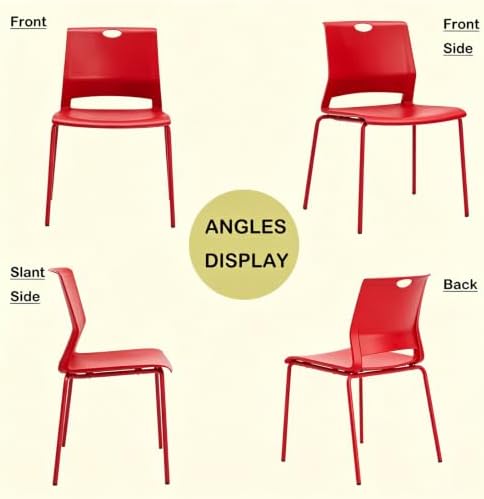 Red Stacking Conference Guest Chairs Set of 8, stackable Waiting Breakroom, alternate view 5