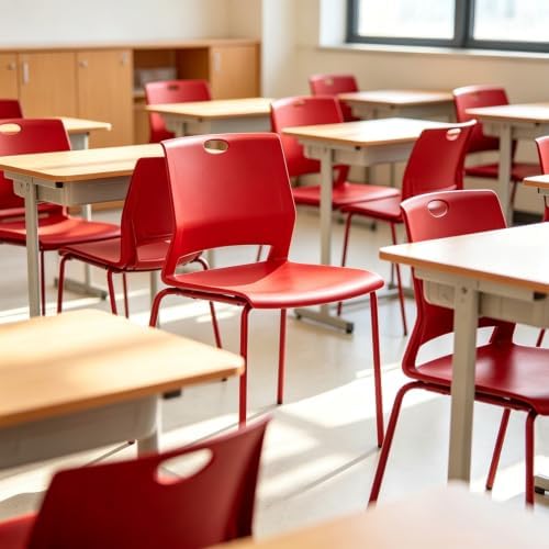Red Stacking Conference Guest Chairs Set of 8, stackable Waiting Breakroom, alternate view 6