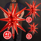 Red Star Foil Balloons 10pcs Different Sizes Pack of 42 27 22 Inch Explosion Spike Mylar Balloons for Graduation, alternate