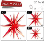 Red Star Foil Balloons 10pcs Different Sizes Pack of 42 27 22 Inch Explosion Spike Mylar Balloons for Graduation, alternate