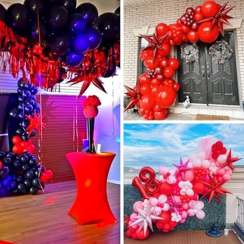Red Star Foil Balloons 10pcs Different Sizes Pack of 42 27 22 Inch Explosion Spike Mylar Balloons for Graduation, alternate