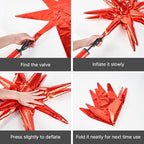Red Star Foil Balloons 10pcs Different Sizes Pack of 42 27 22 Inch Explosion Spike Mylar Balloons for Graduation, alternate