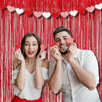 Red Streamers Party Backdrop | Foil Curtain | Halloween Decor in 3.2 ft x 8.2 ft in Red, alternate view 2