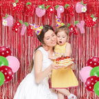 Red Streamers Party Backdrop | Foil Curtain | Halloween Decor in 3.2 ft x 8.2 ft in Red, alternate view 6
