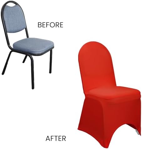 Red Stretch Spandex Banquet Chair Cover - Wedding Slip Premium Quality Cover in Red, alternate view 6