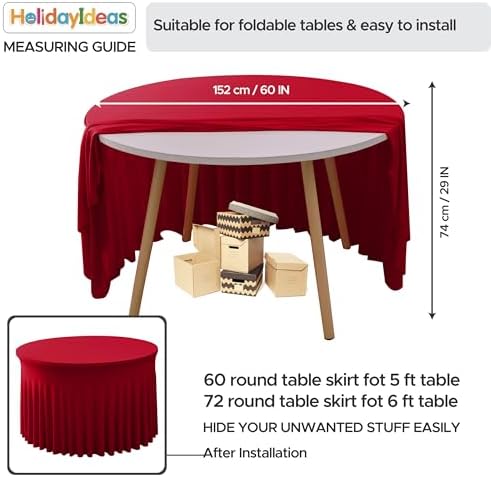 Red Tablecloths Spandex Table Covers for Christmas, 60 Inch Round,6 Pack in 60R Inch| 6 Pack in Red, alternate view 5