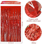 Red Tinsel Foil Fringe Curtains Wavy Backdrop for Parties Sparkle Metallic Wavy Foil Fringe Backdrop Curtain for, alternate